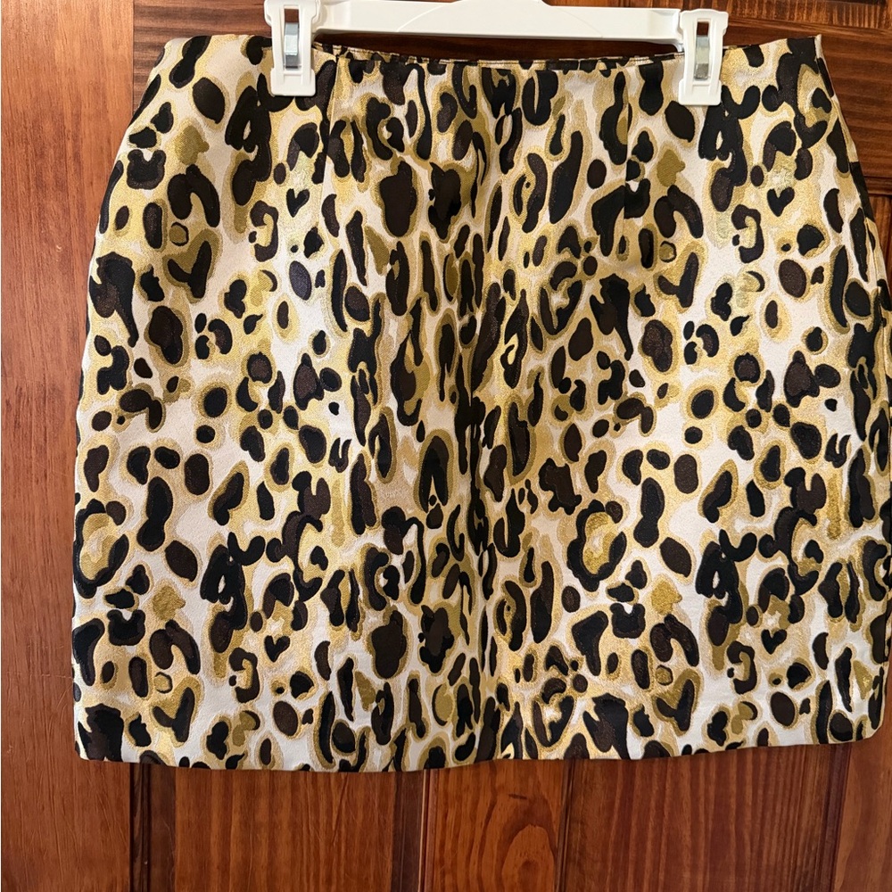 Nine West Black and Gold Leopard Mini Skirt